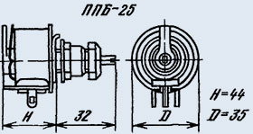 Резистор переменный ППБ-25Е 25Вт 3.3К