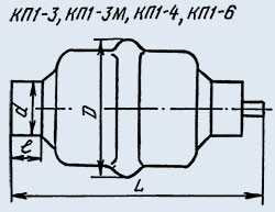 Конденсатор вакуумный КП1-4 5/100 пф 25 кв