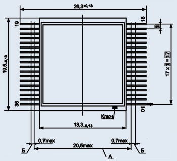 Размер микросхемы на чертеже