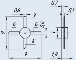 Габаритные размеры и расположение выводов транзисторов 2Т643А-2, 2Т643А-5, 2Т643Б-2, КТ643А-2