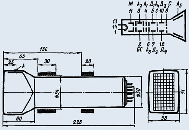 Схема электрическая, габаритные и установочные размеры ЭЛТ 8ЛО6И