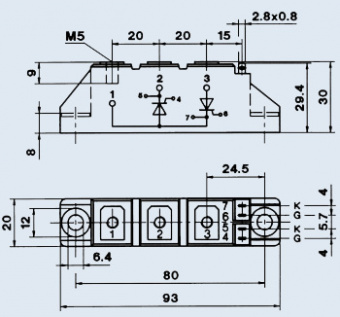 Модуль тиристорный SKKT92/12E